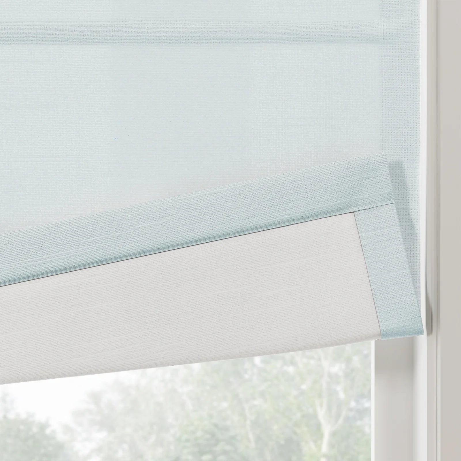 Jawara Linen Cotton Deco Fold Roman Blind Cordless