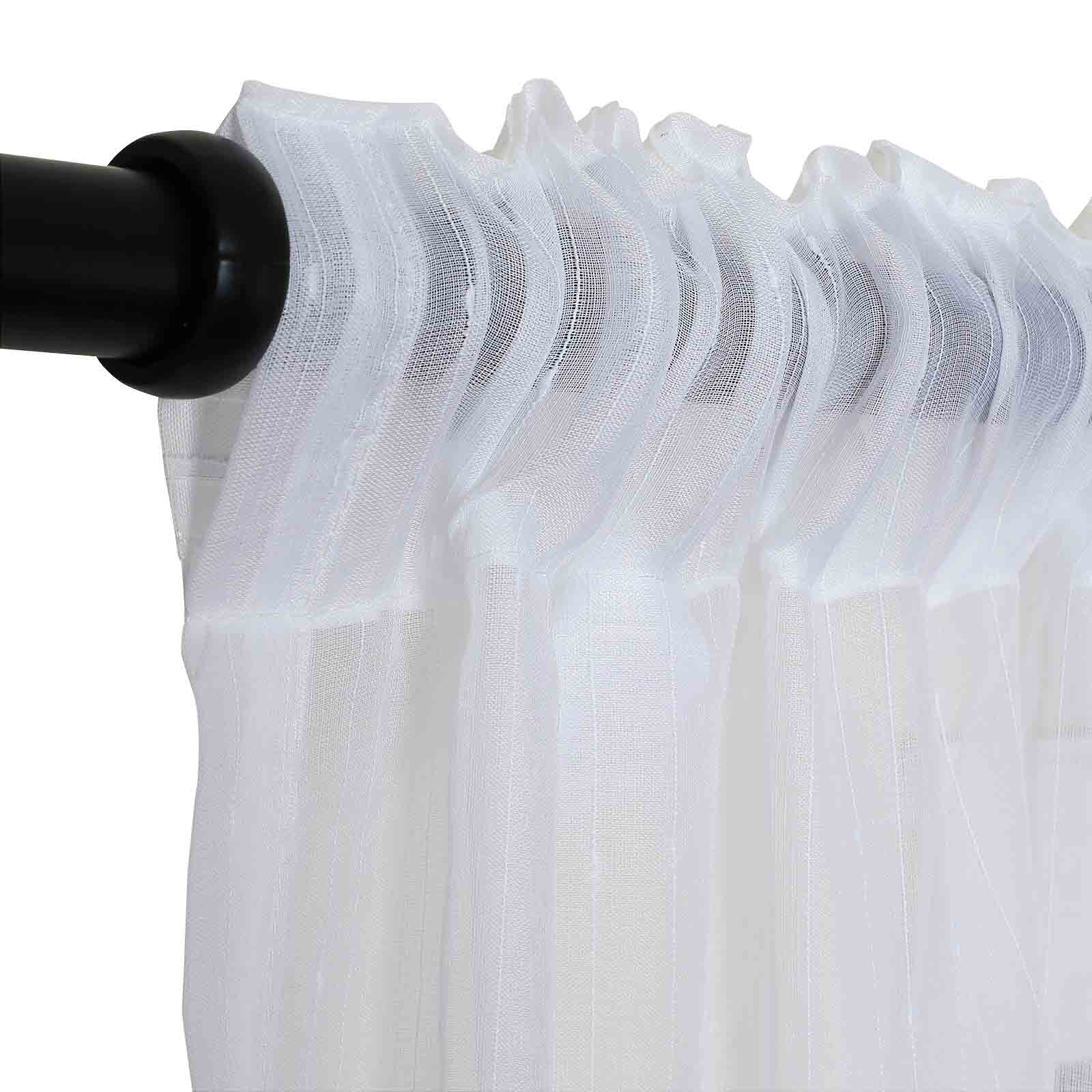 Florida Embossed White Semi Sheer Curtain Soft Top TWOPAGES