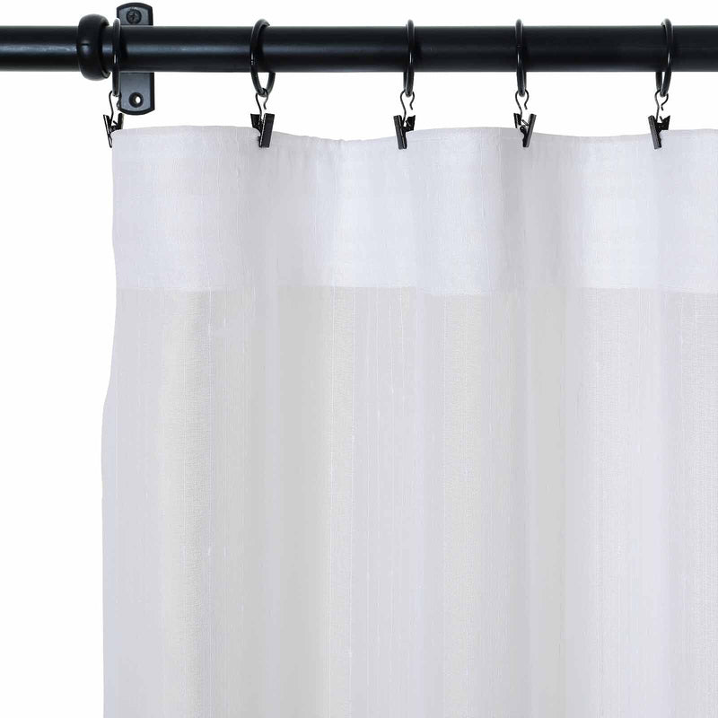 Florida Embossed White Semi Sheer Curtain Soft Top TWOPAGES