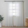 Florida Embossed White Semi Sheer Curtain Soft Top TWOPAGES