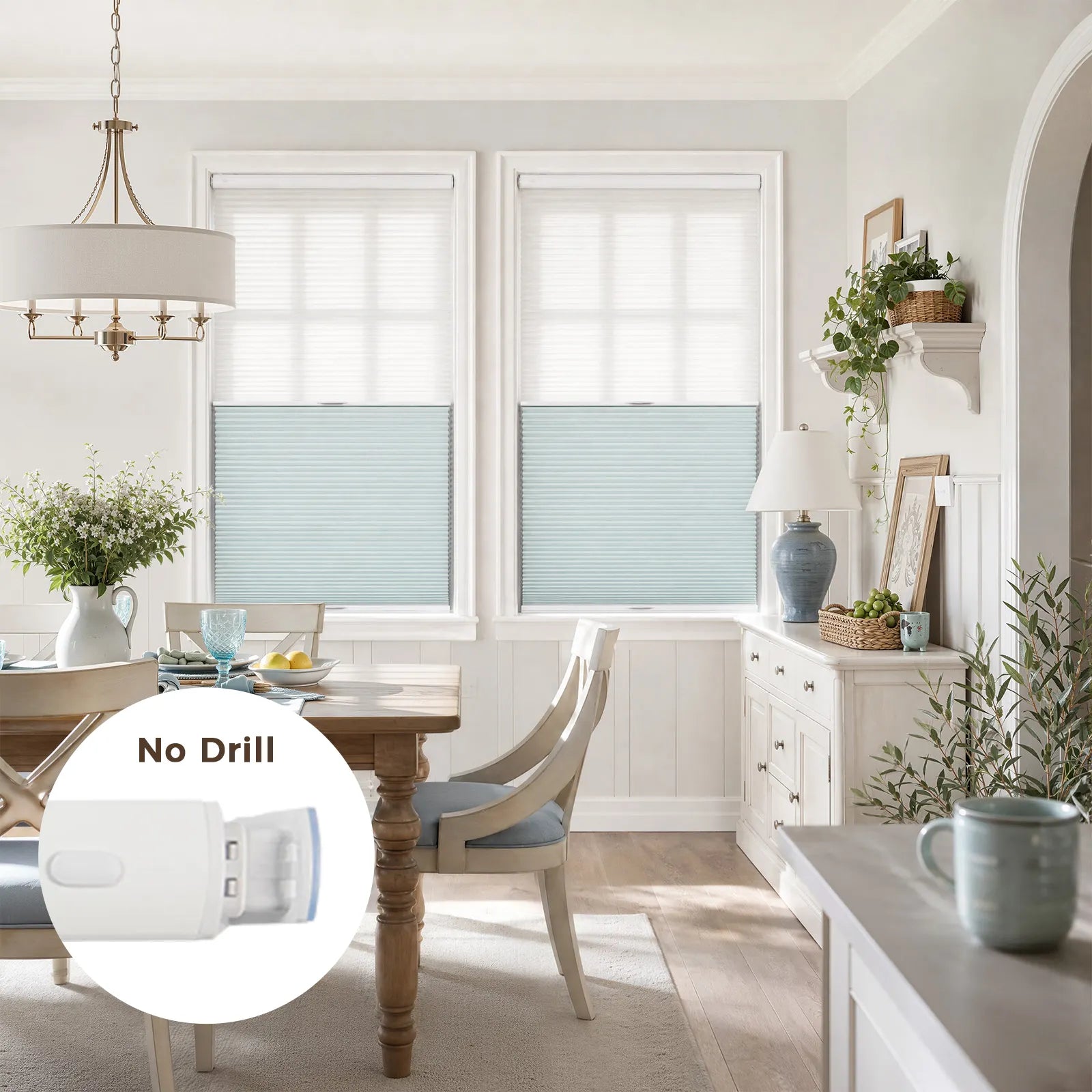 Aura No-Drill Day Night Blackout Cellular Window Blinds Cordless
