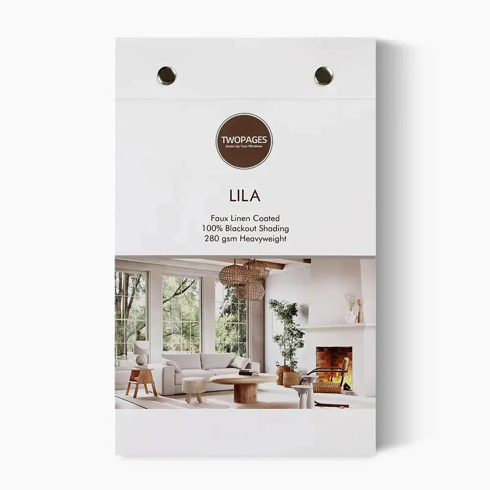 Lila Full Blackout Curtain fabric swatches and colour options