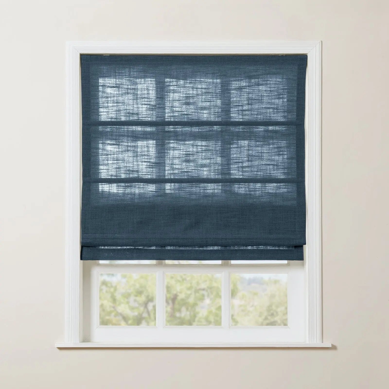 Liz Linen Roman Shade Cordless - Wooden Headrail TWOPAGES