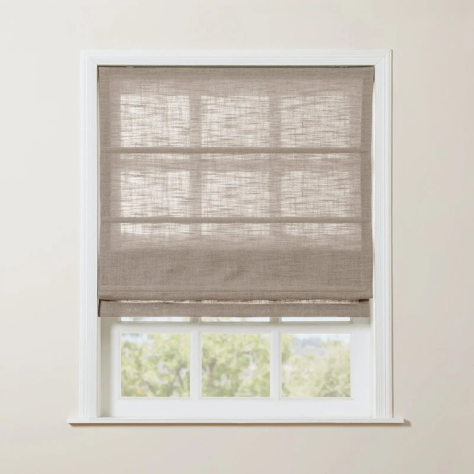 Liz Linen Roman Shade Cordless - Wooden Headrail TWOPAGES