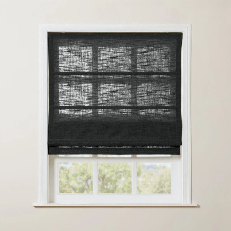 Liz Linen Roman Shade Cordless - Wooden Headrail TWOPAGES