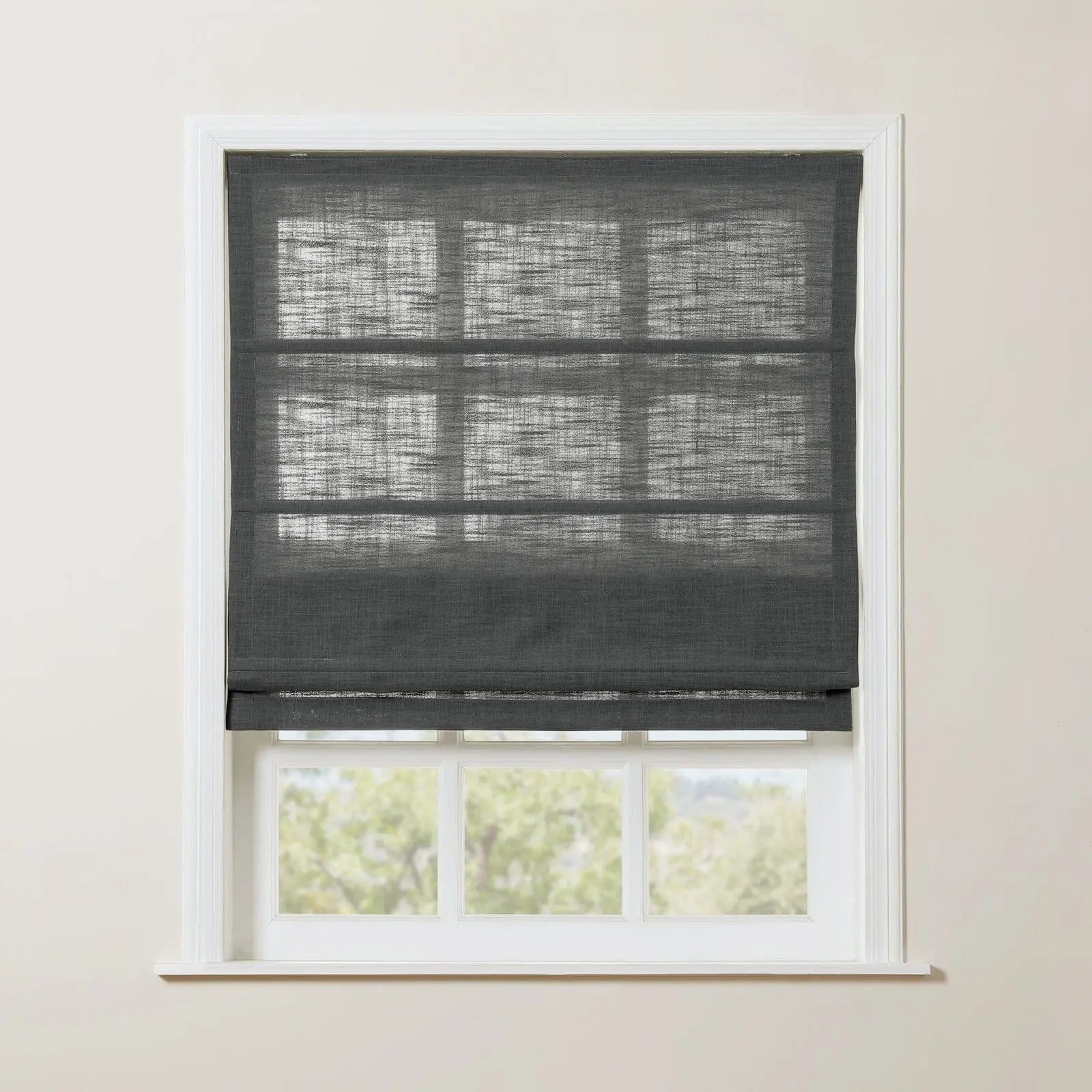 Liz Linen Roman Shade Cordless - Wooden Headrail TWOPAGES