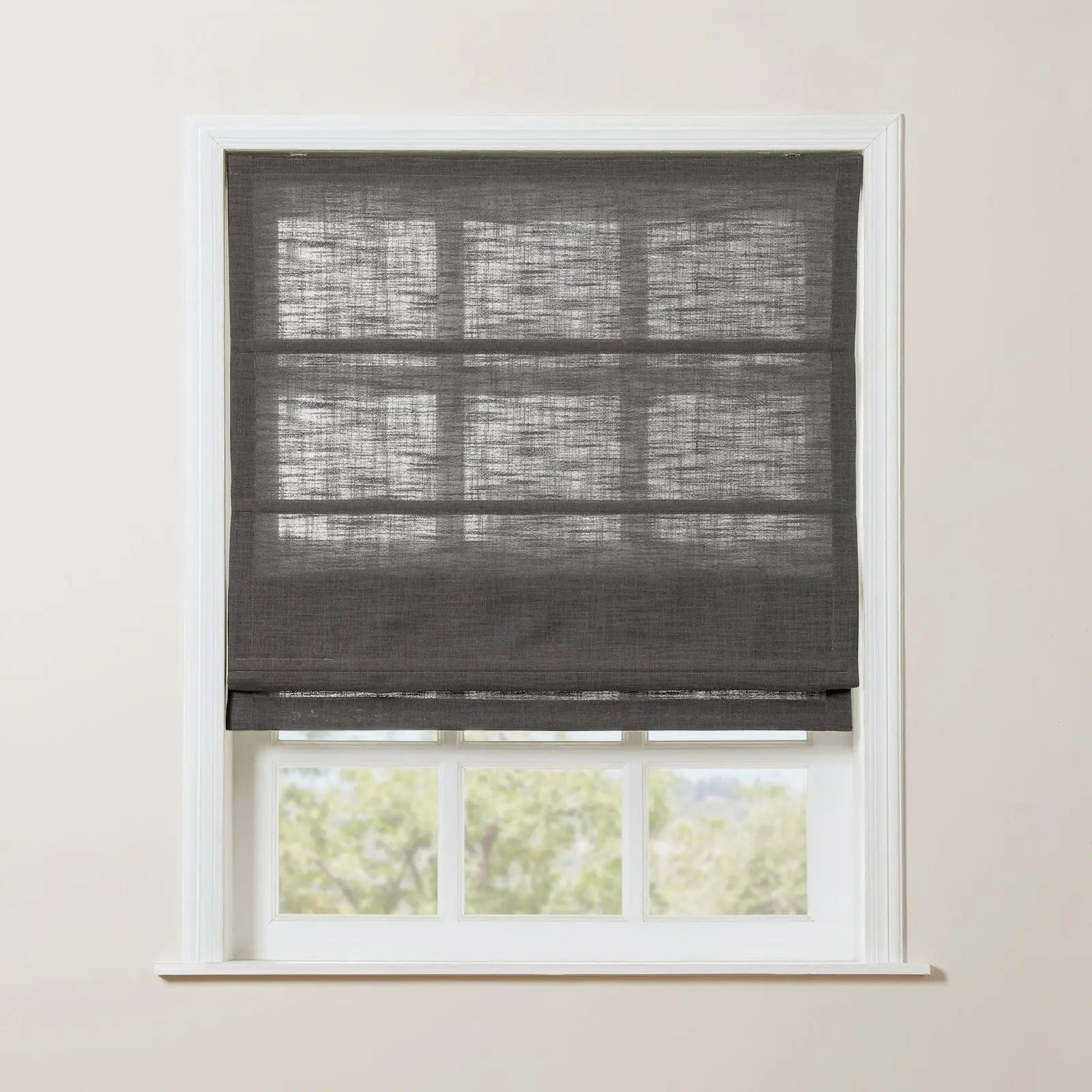 Liz Linen Roman Shade Cordless - Wooden Headrail TWOPAGES