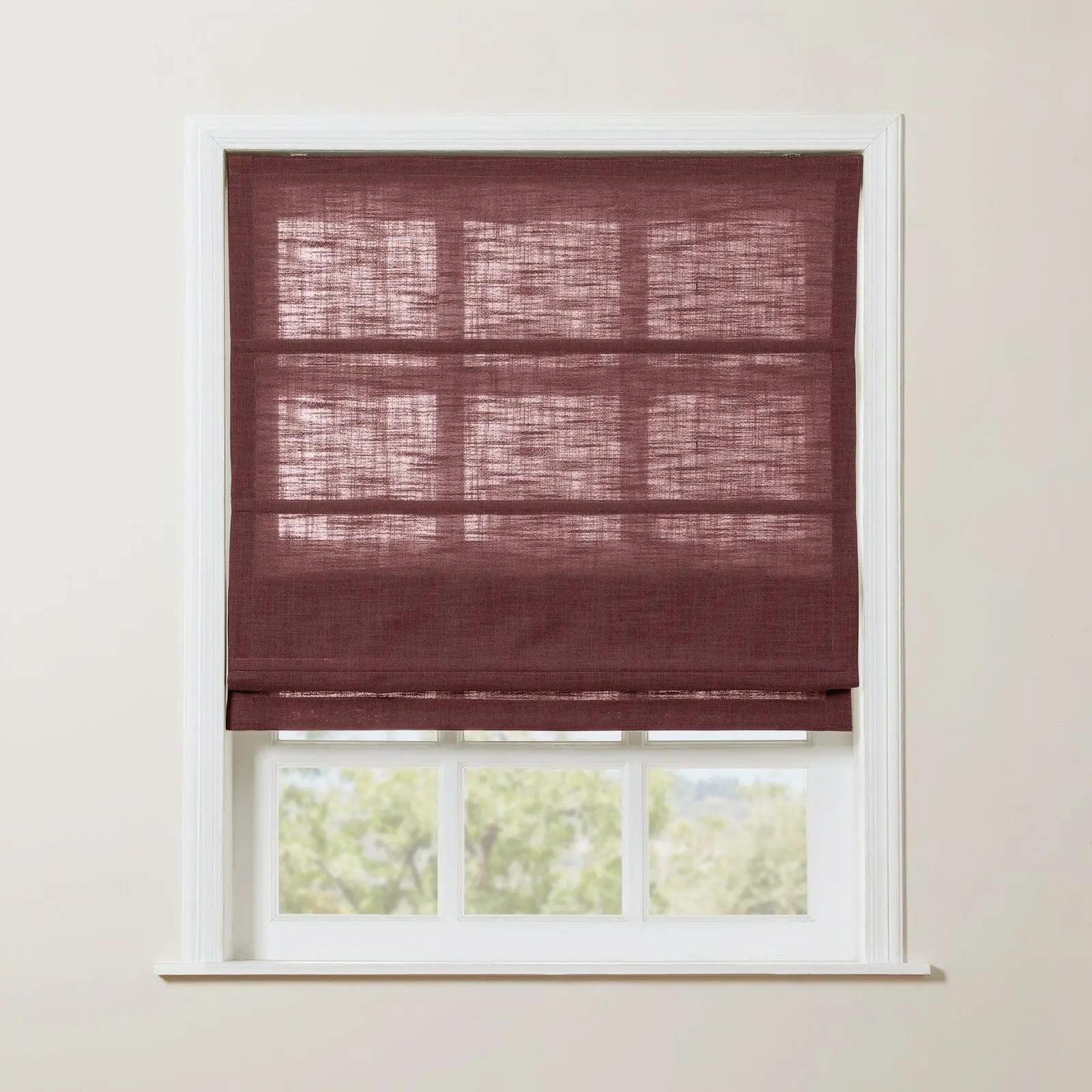 Liz Linen Roman Shade Cordless - Wooden Headrail TWOPAGES