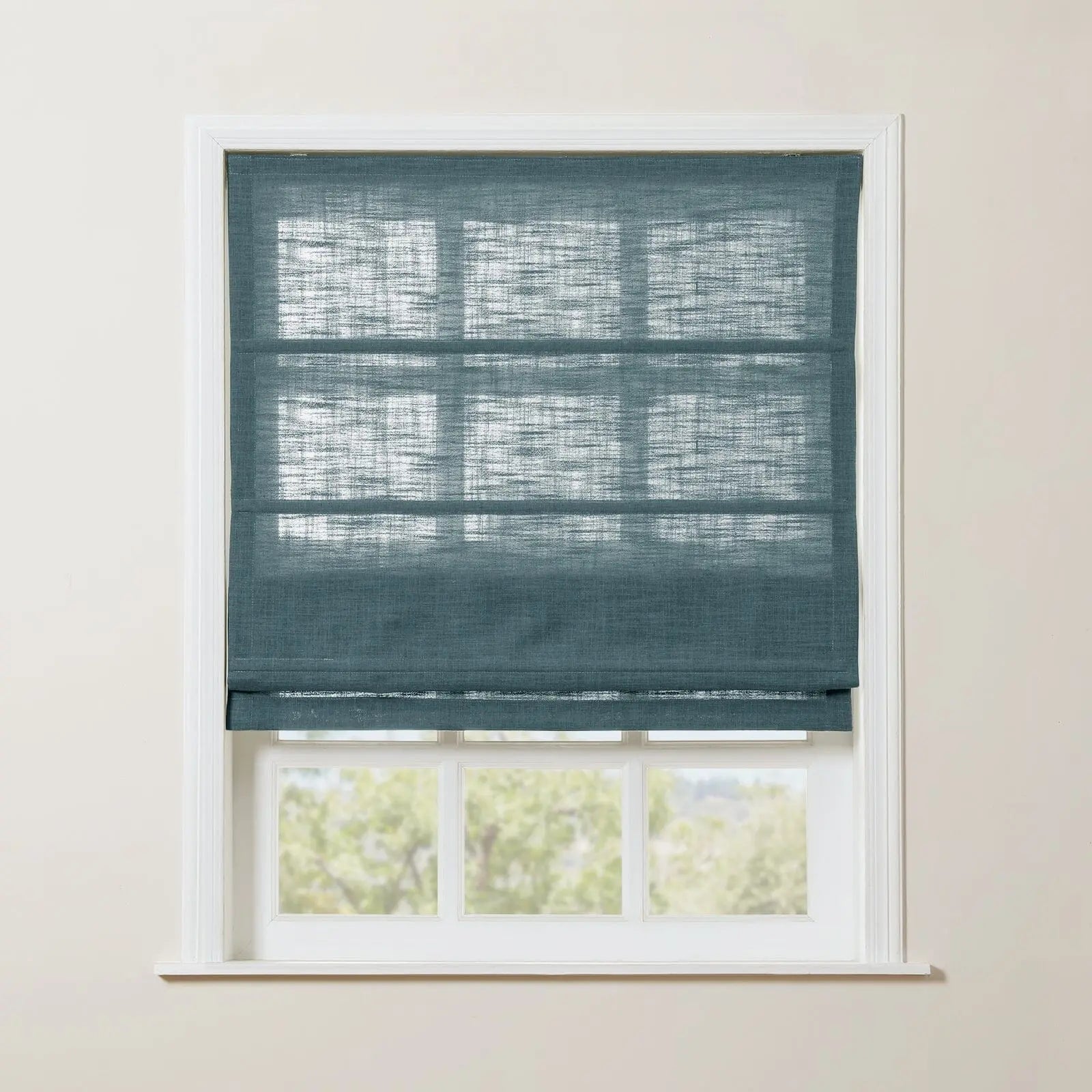 Liz Linen Roman Shade Cordless - Wooden Headrail TWOPAGES