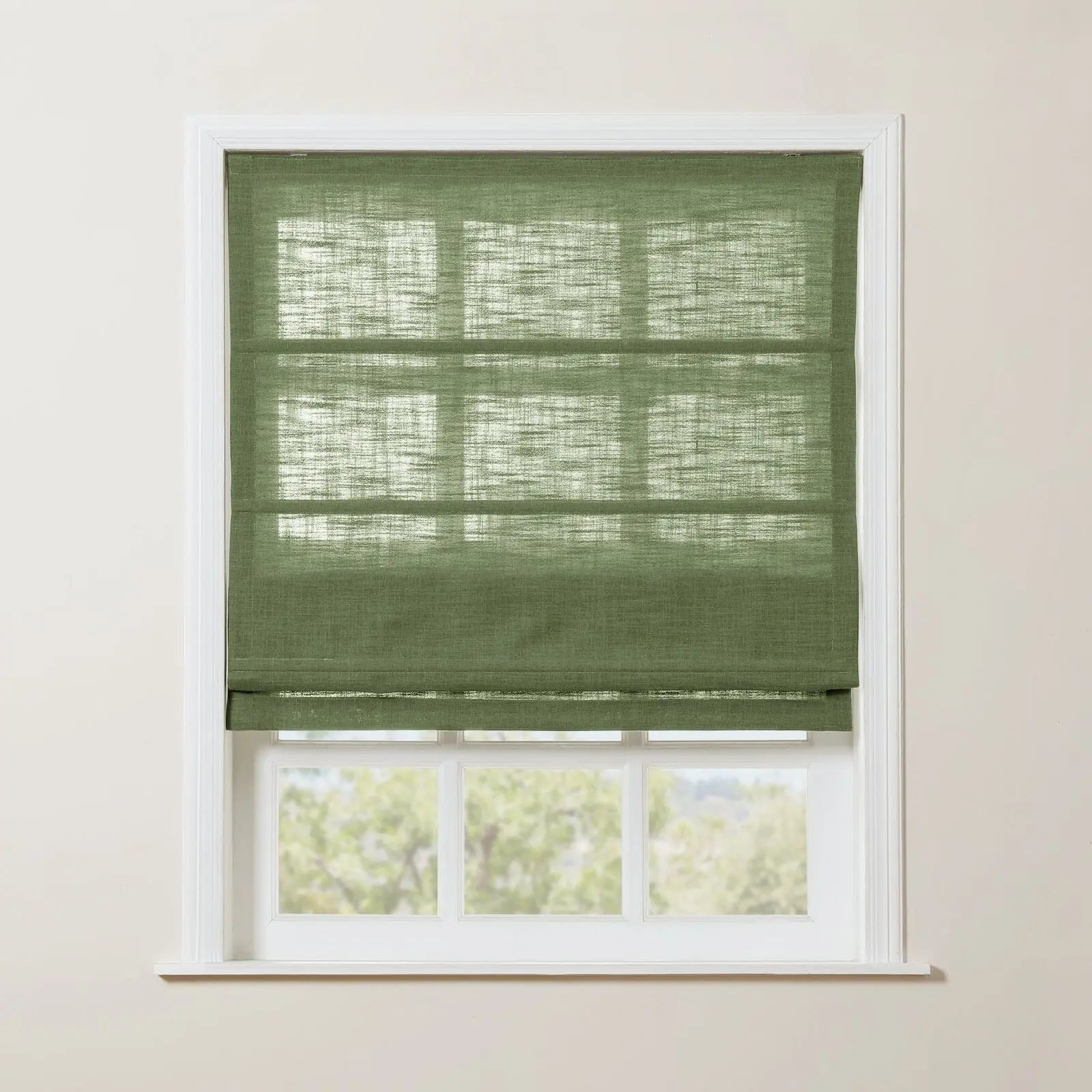 Liz Linen Roman Shade Cordless - Wooden Headrail TWOPAGES