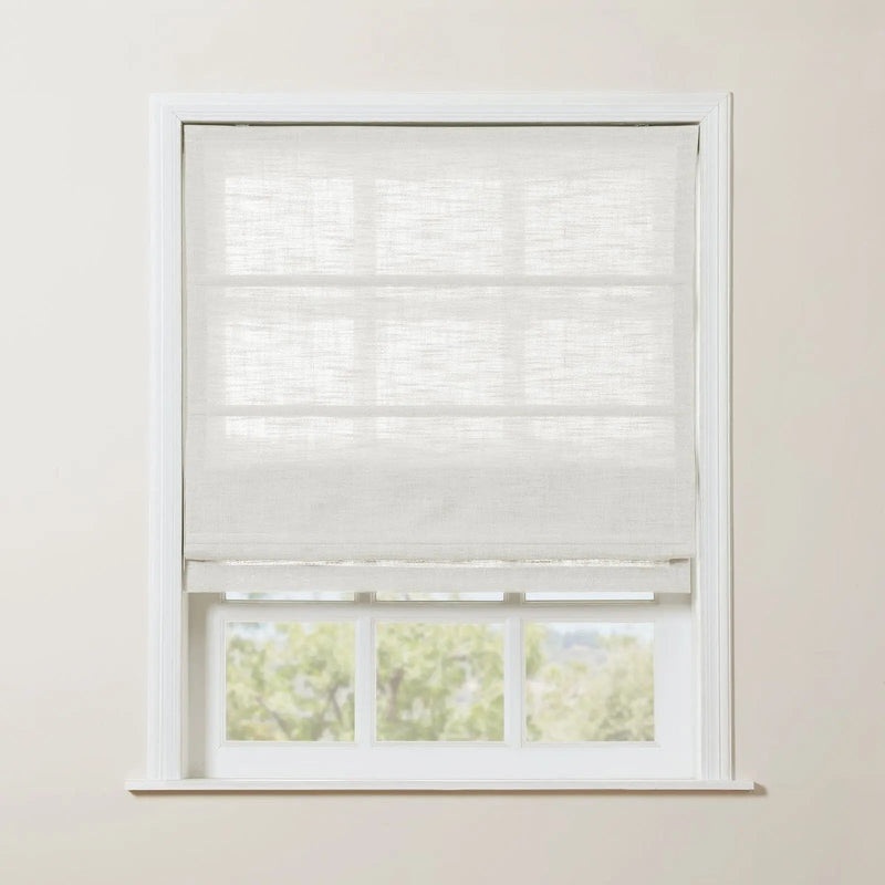 Liz Linen Roman Shade Cordless - Wooden Headrail TWOPAGES