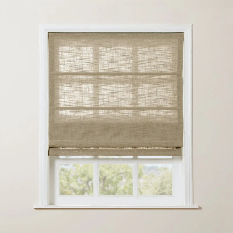 Liz Linen Roman Shade Cordless - Wooden Headrail TWOPAGES