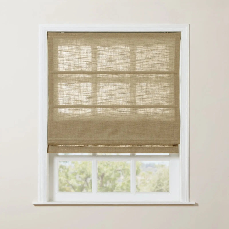 Liz Linen Roman Shade Cordless - Wooden Headrail TWOPAGES