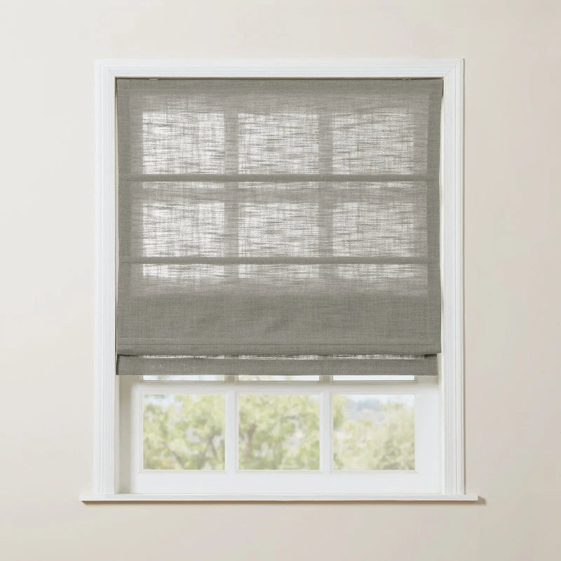 Liz Linen Roman Shade Cordless - Wooden Headrail TWOPAGES