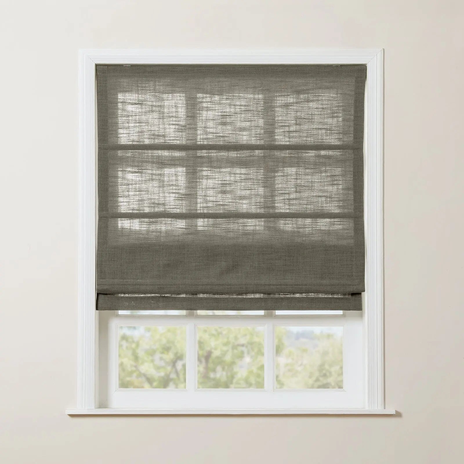 Liz Linen Roman Shade Cordless - Wooden Headrail TWOPAGES