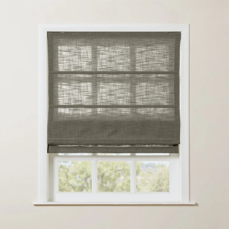 Liz Linen Roman Shade Cordless - Wooden Headrail TWOPAGES