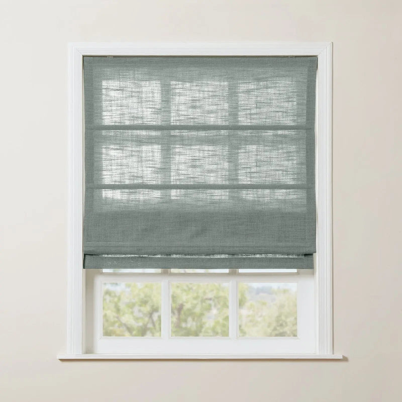 Liz Linen Roman Shade Cordless - Wooden Headrail TWOPAGES