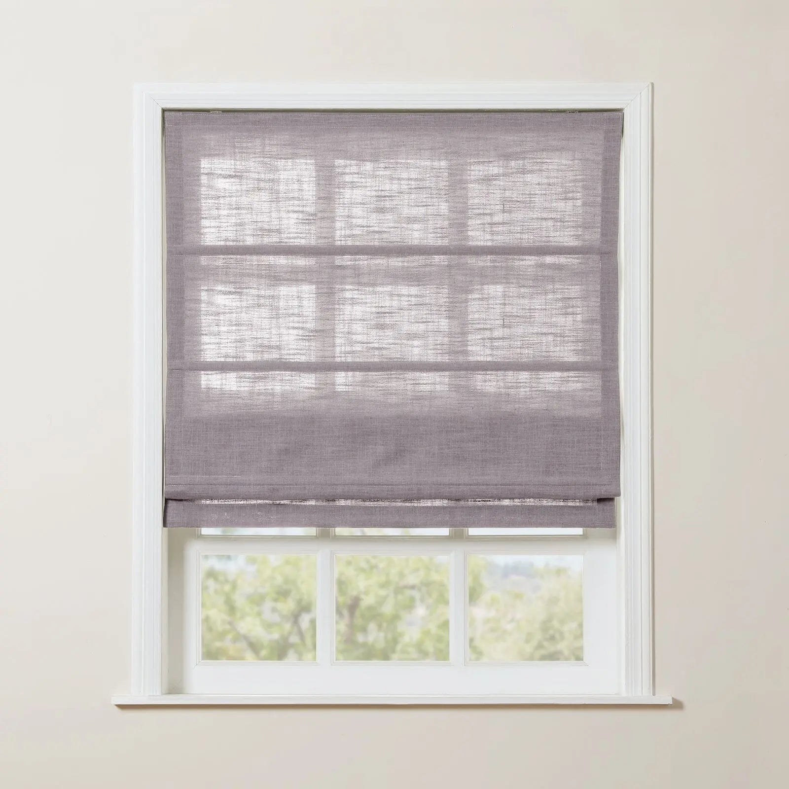 Liz Linen Roman Shade Cordless - Wooden Headrail TWOPAGES