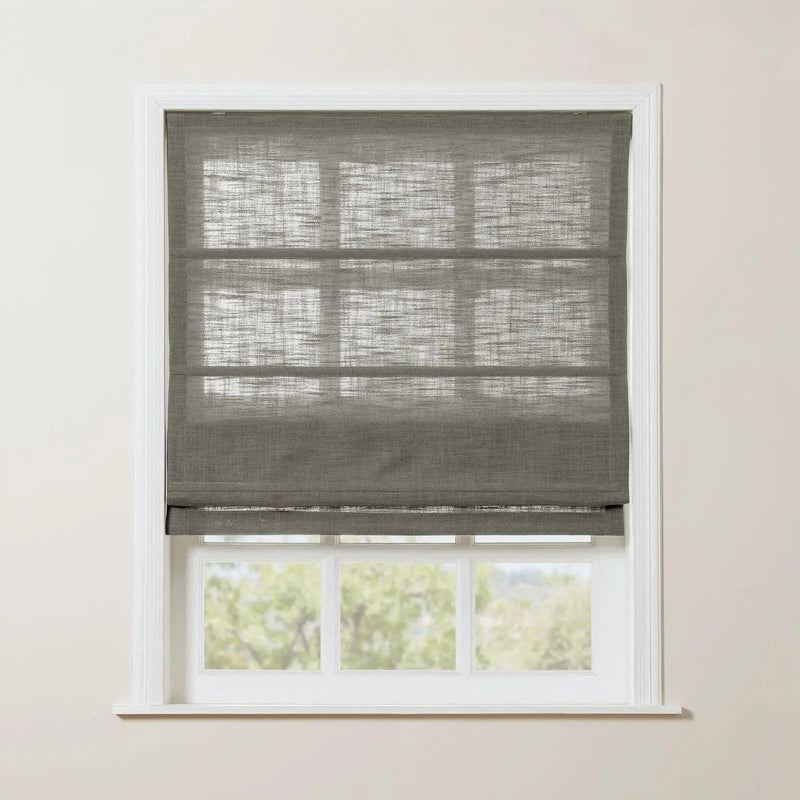 Liz Linen Roman Shade Cordless - Wooden Headrail TWOPAGES