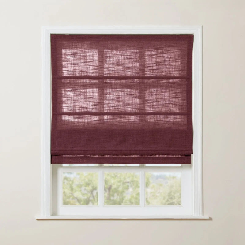 Liz Linen Roman Shade Cordless - Wooden Headrail TWOPAGES