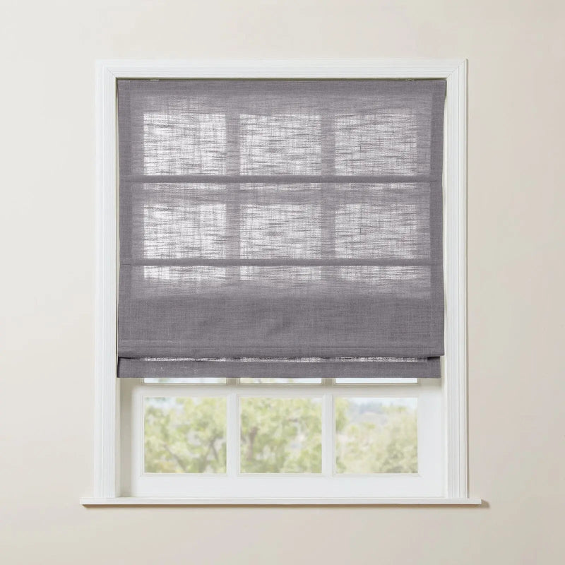 Liz Linen Roman Shade Cordless - Wooden Headrail TWOPAGES