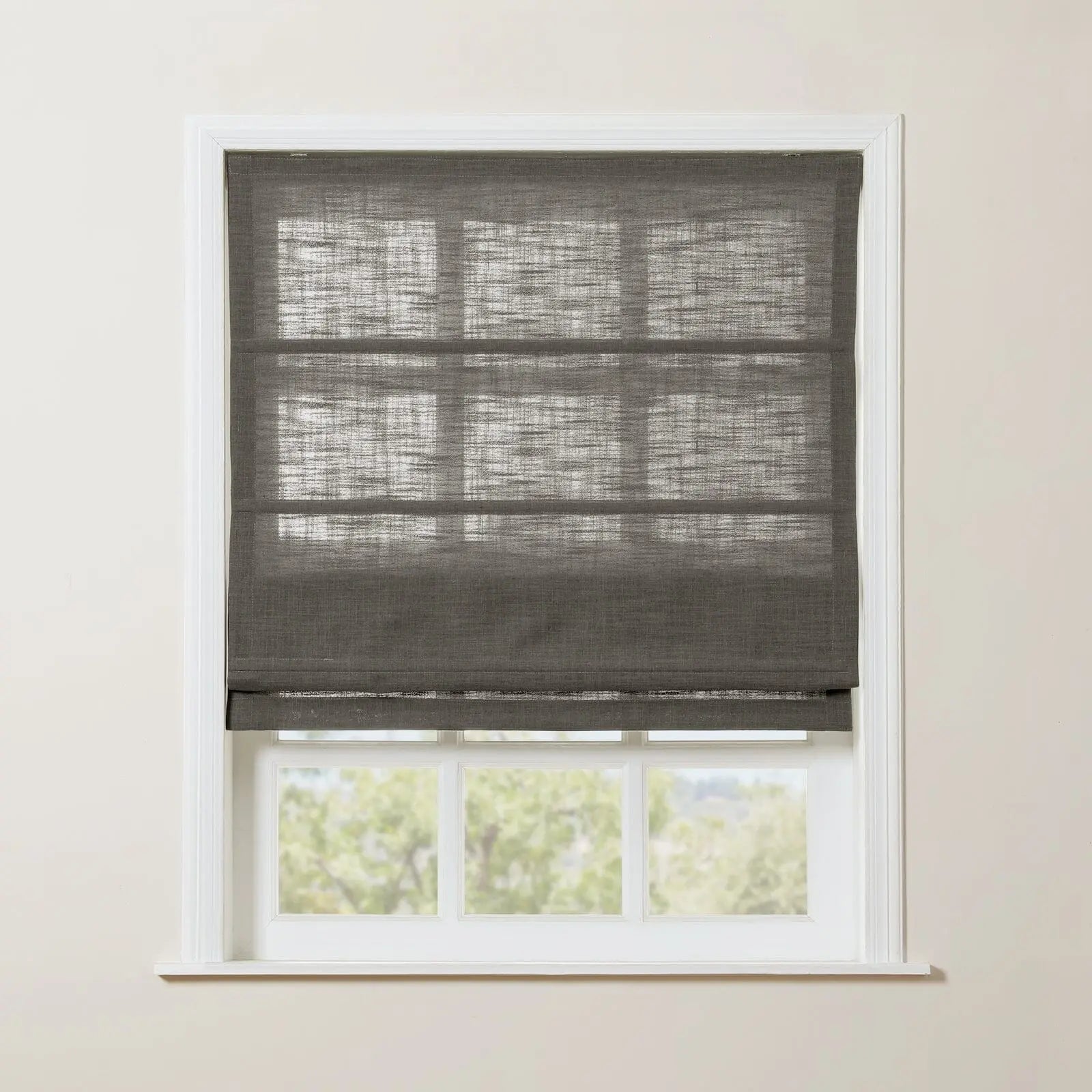 Liz Linen Roman Shade Cordless - Wooden Headrail TWOPAGES