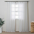 Florida Embossed White Semi Sheer Curtain Soft Top TWOPAGES