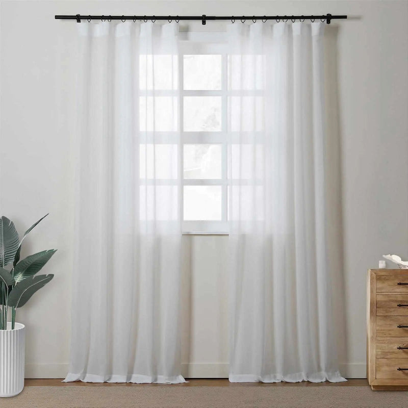 Florida Embossed White Semi Sheer Curtain Soft Top TWOPAGES