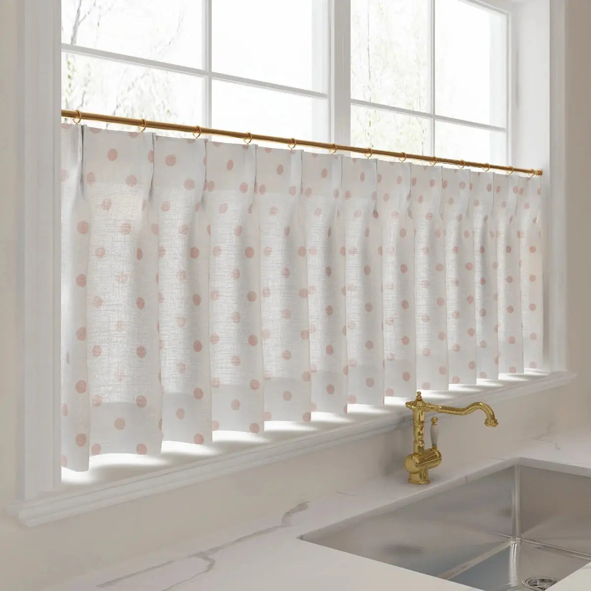 Stefana Silber Print Linen Pleated Cafe Curtains-?-TWOPAGES