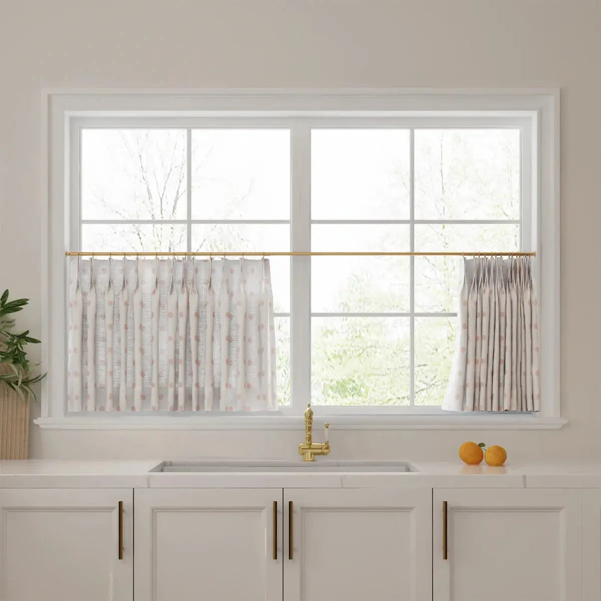 Stefana Silber Print Linen Pleated Cafe Curtains-?-TWOPAGES