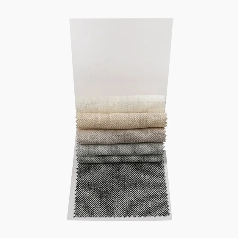 Ron Linen Cotton Herringbone Fabric Sample Book 6 Colors