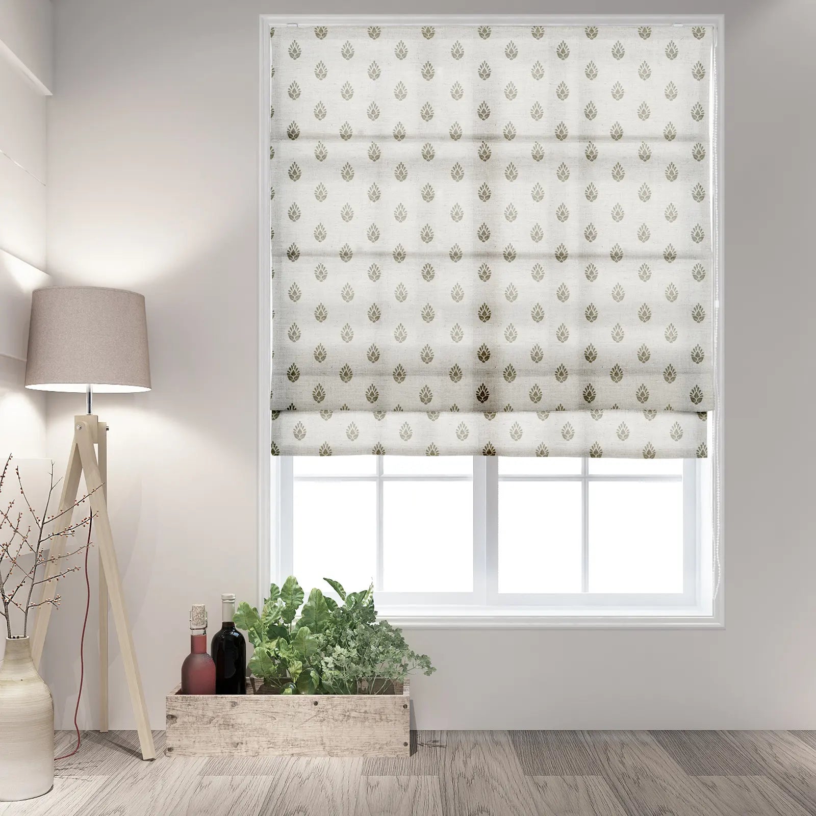 Stefana Silber x TWOPAGES Printed Linen Blend Roman Blind Cord Lift