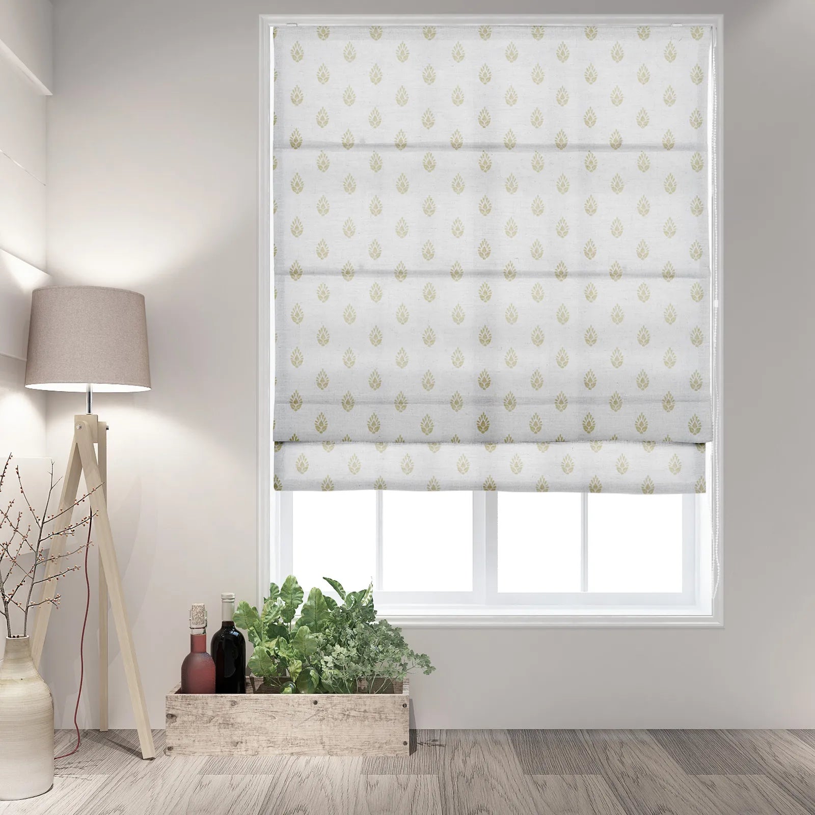 Stefana Silber x TWOPAGES Printed Linen Blend Roman Blind Cord Lift