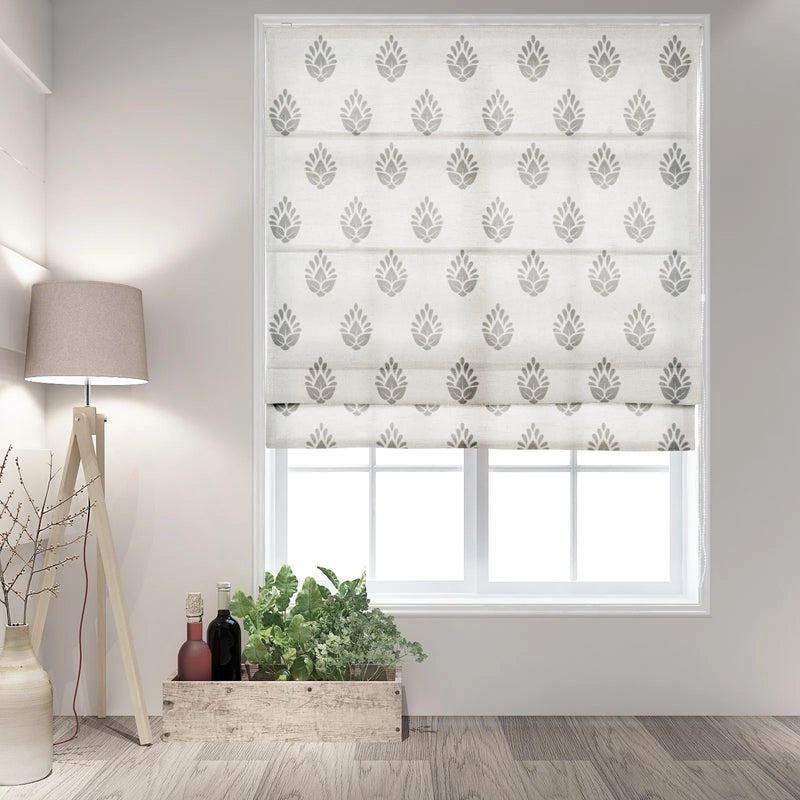 Stefana Silber x TWOPAGES Printed Linen Blend Roman Blind Cord Lift