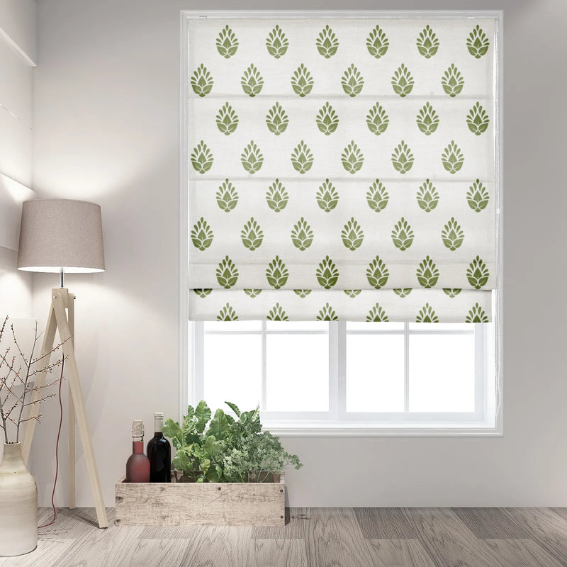 Stefana Silber x TWOPAGES Printed Linen Blend Roman Blind Cord Lift