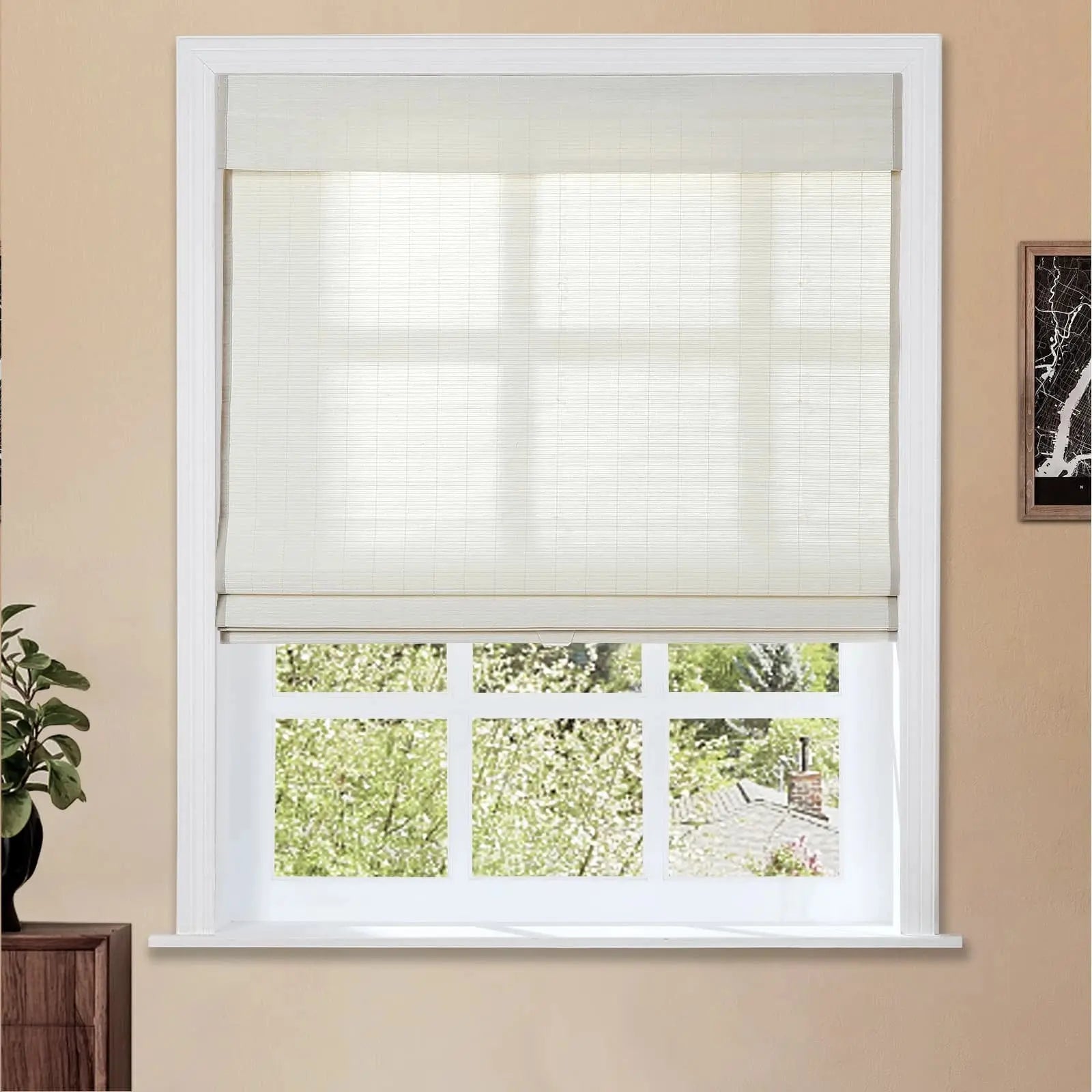 Natural Flax Bamboo Woven Blind - Eggshell TWOPAGES CURTAINS