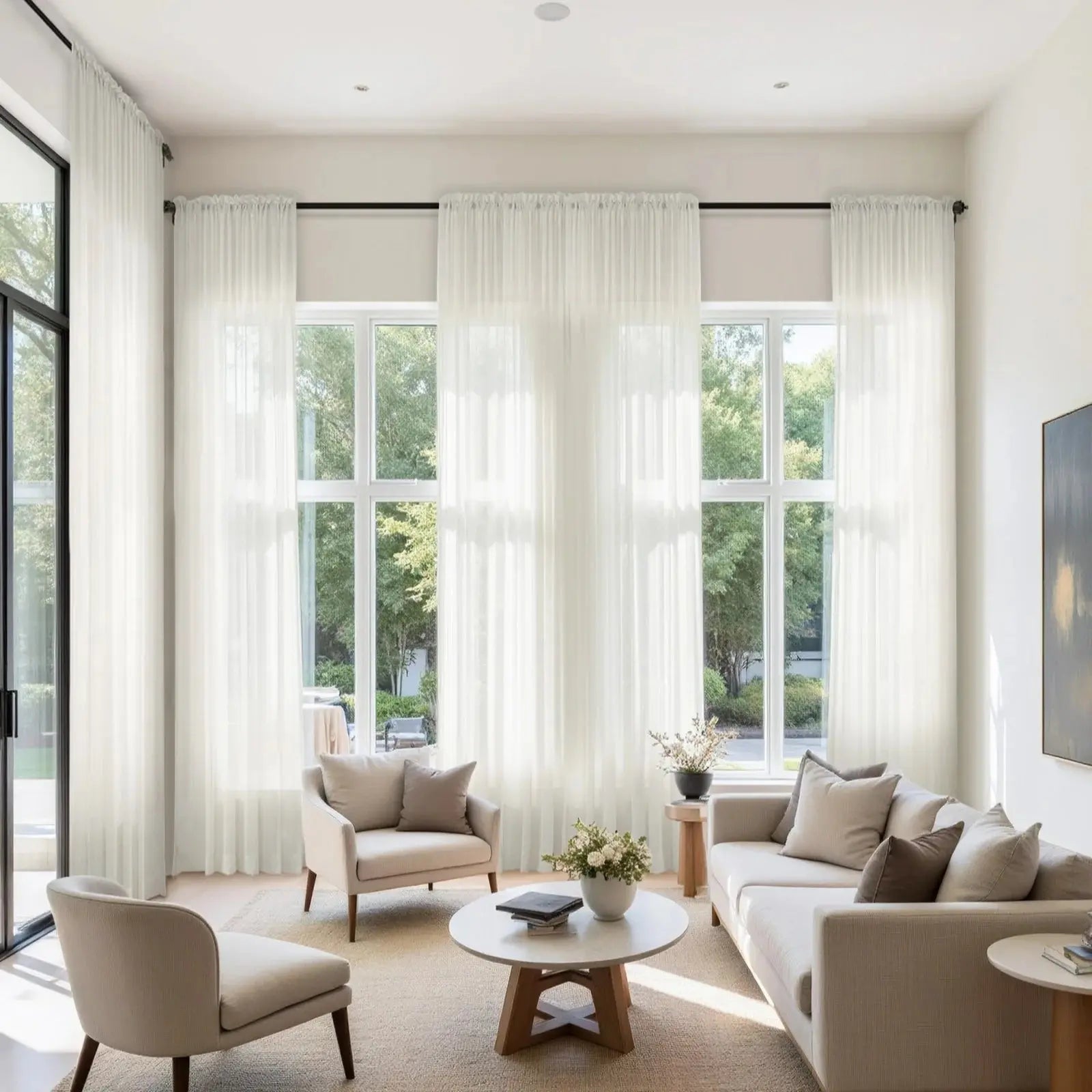 Scandina Solid Voile Sheer Curtain Soft Top -TWOPAGES