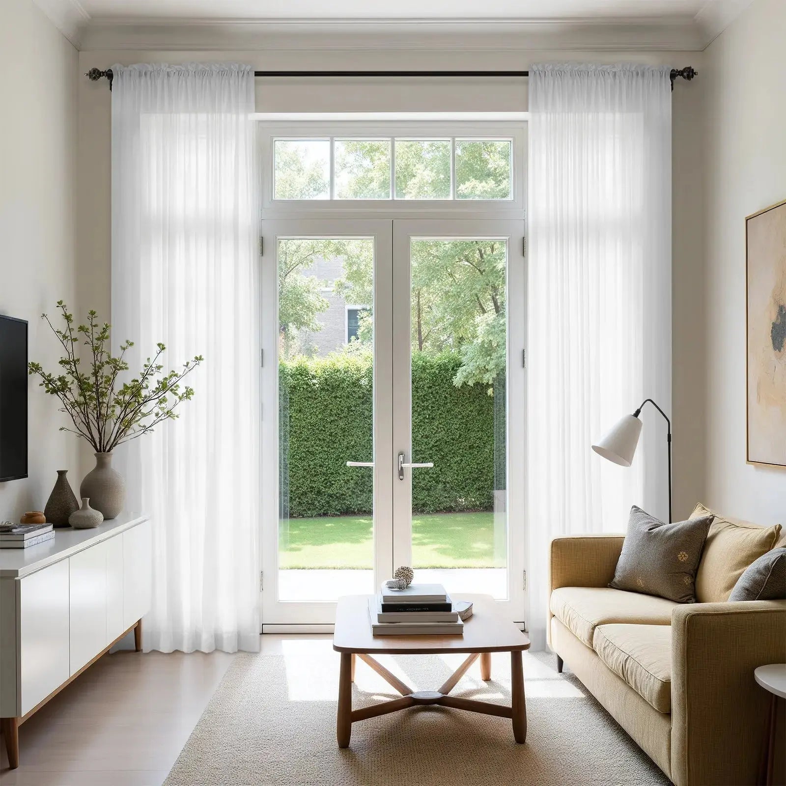 Scandina Solid Voile Sheer Curtain Soft Top -TWOPAGES