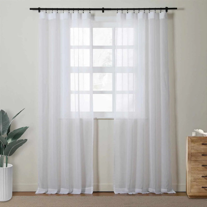 Florida Embossed White Semi Sheer Curtain Soft Top TWOPAGES