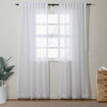 Florida Embossed White Semi Sheer Curtain Soft Top TWOPAGES