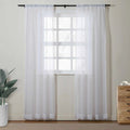 Florida Embossed White Semi Sheer Curtain Soft Top TWOPAGES