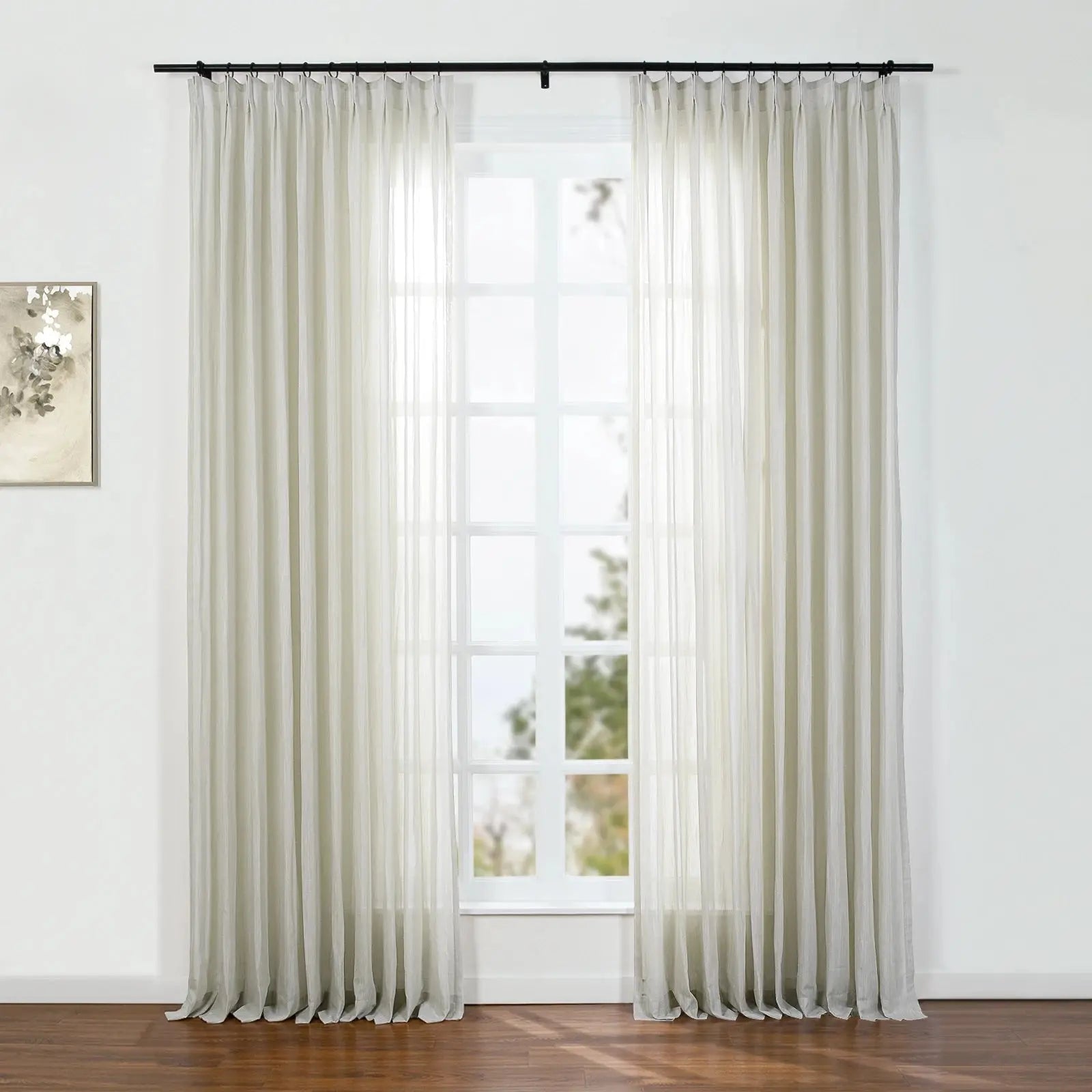 Florida Embossed White Semi Sheer Curtain Soft Top -TWOPAGES
