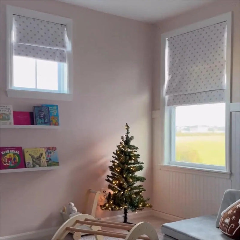 Stefana Silber Printed Cordless Roman Blind TWOPAGES