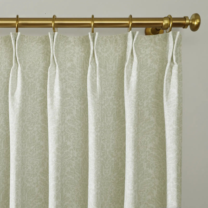 Holly Botanical Serenity Patterned Boho Curtains Pleated TWOPAGES