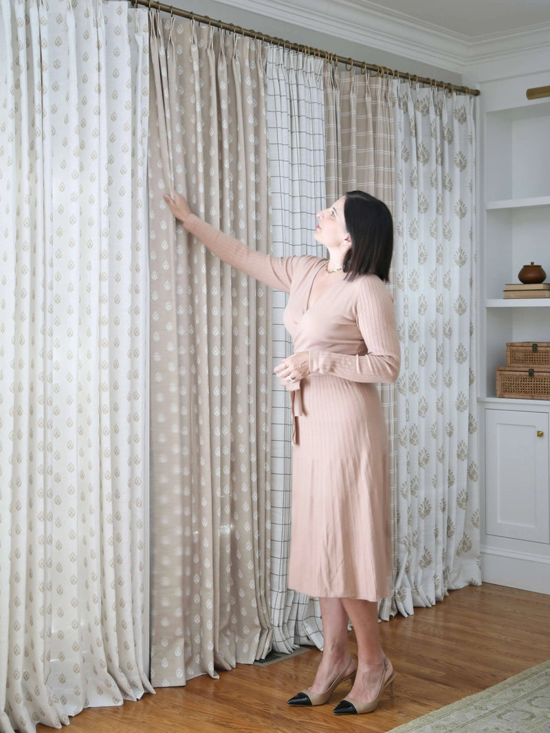 Stefana Silber Print Linen Curtain Drapery Soft Top TWOPAGES