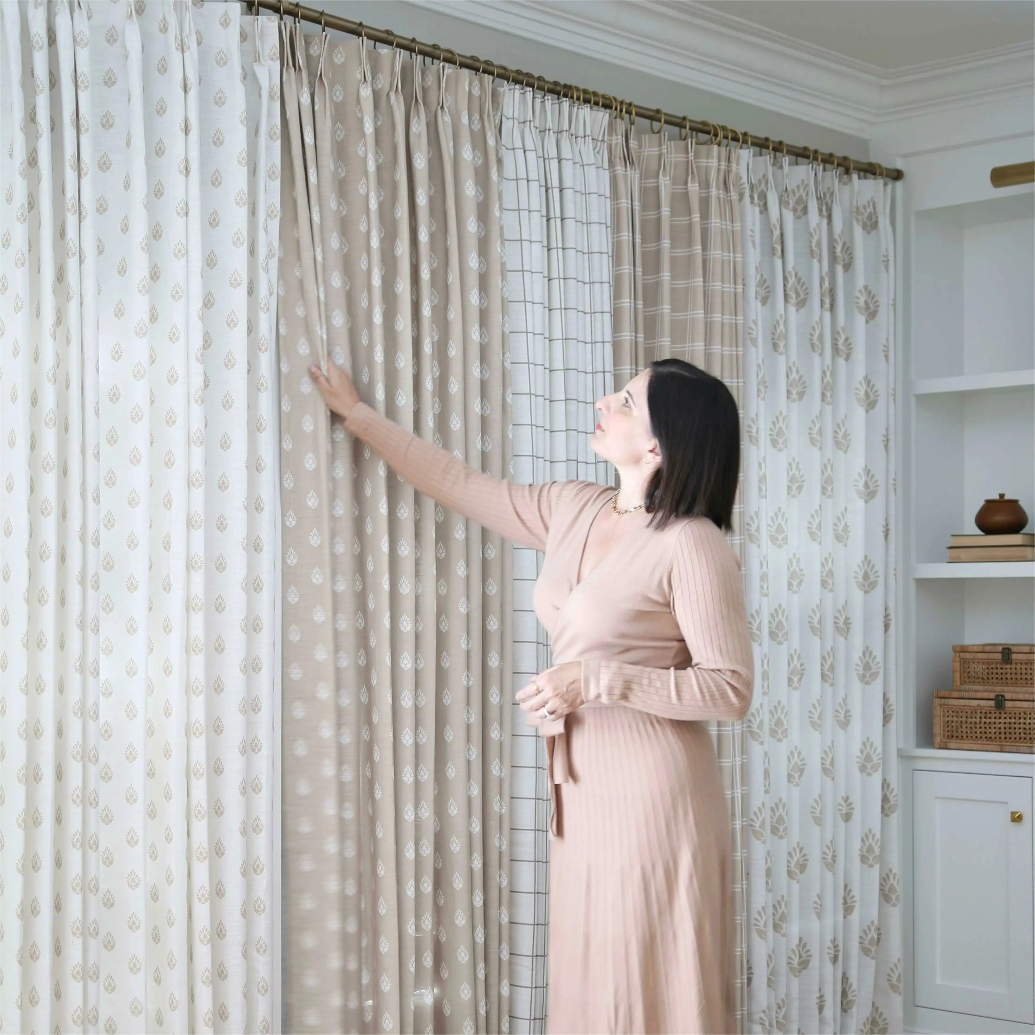 Stefana Silber Print Linen Curtain Drapery Grommet TWOPAGES
