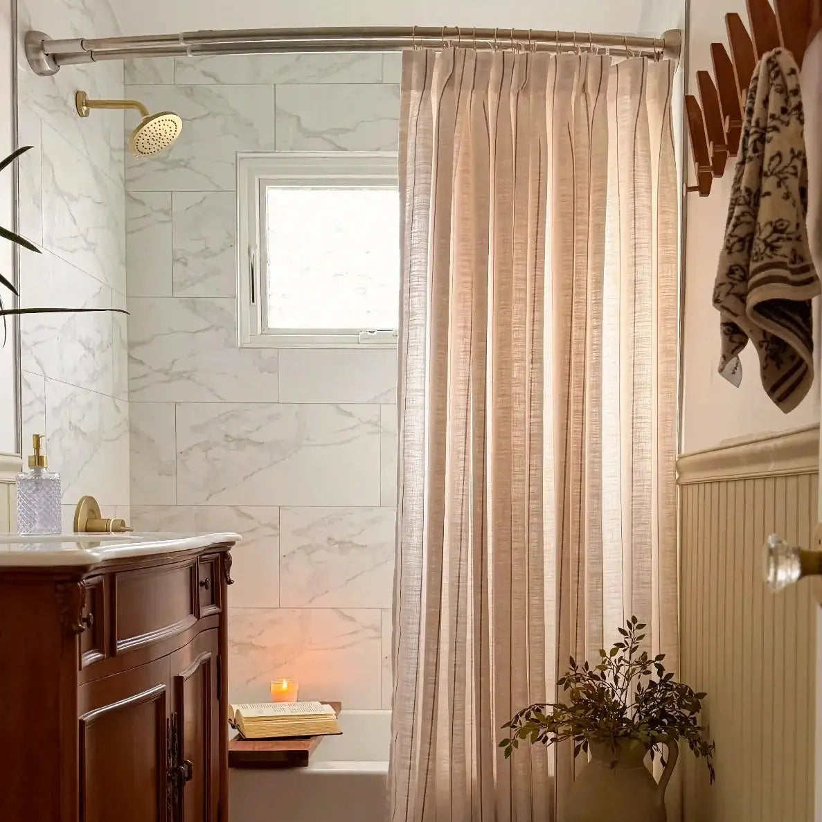 Custom Luxury Bathroom Curtains with Waterproof Layer-?-TWOPAGES CURTAINS