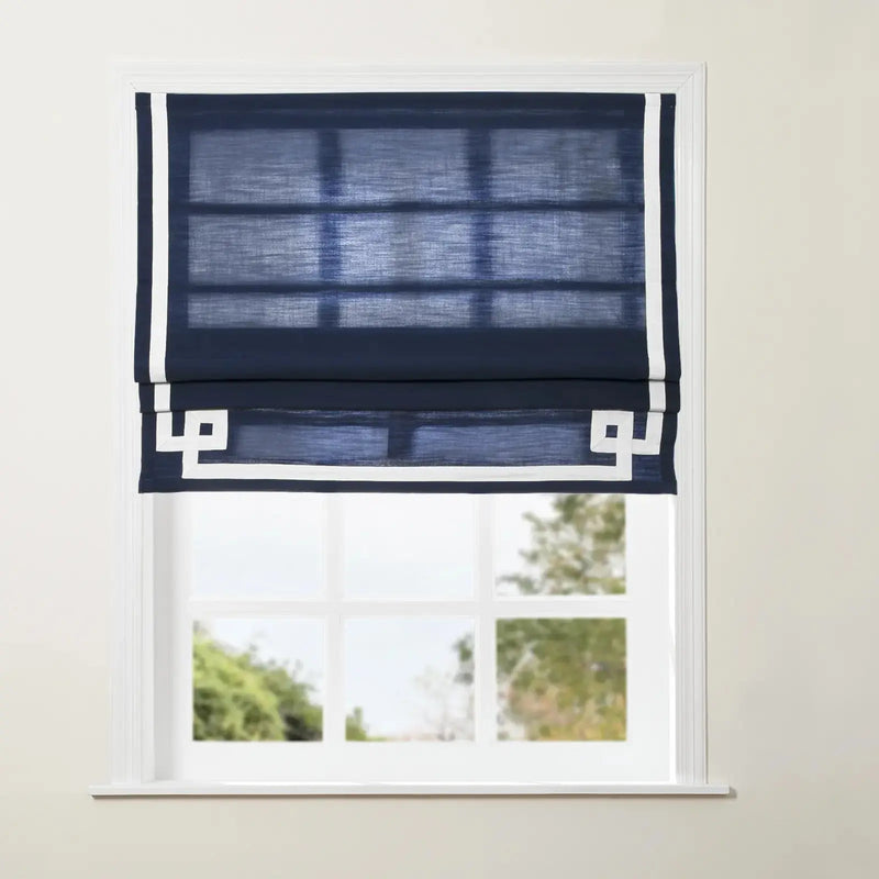 Tyrone Cordless Roman Shade with Border -TWOPAGES