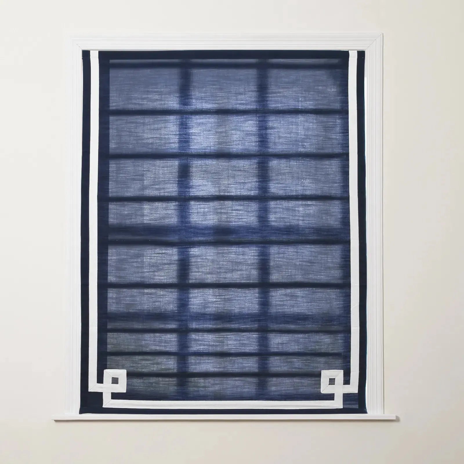 Tyrone Cordless Roman Shade with Border -TWOPAGES