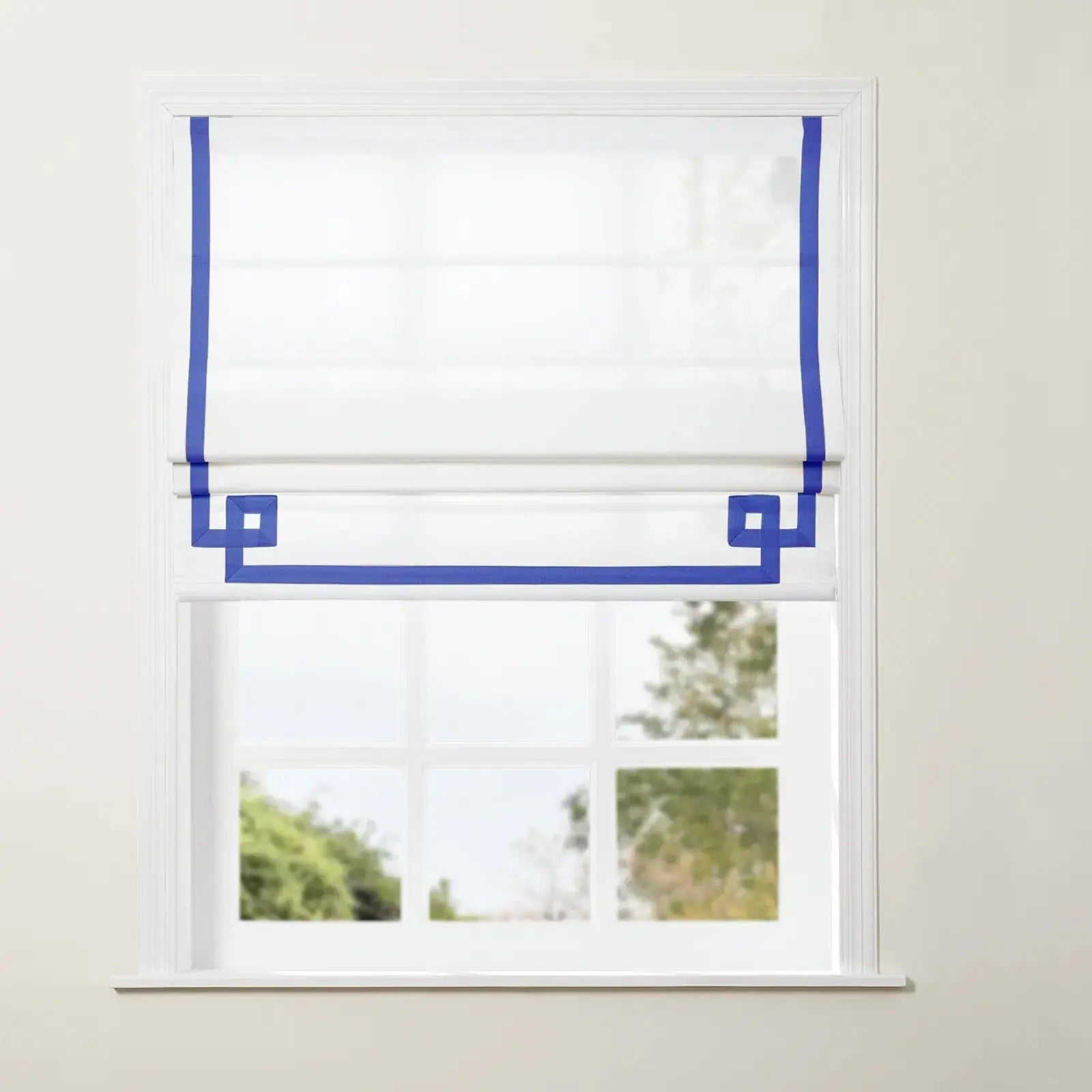 Tyrone Cordless Roman Shade with Border -TWOPAGES